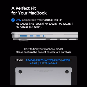 Spigen AirSkin ümbris MacBook Pro 14" 2021 / 2023 / 2024 / 2025 / 2026 jaoks – läbipaistev matt