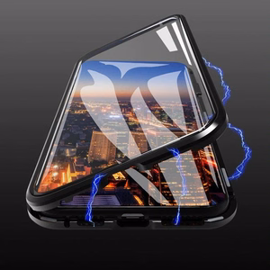 Wozinsky Full Magnetic Case Full Body Front and Back Cover with built-in glass for Vivo X60 black-transparent