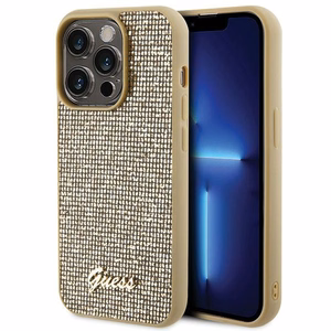 Guess Disco Metal Script ümbris jaoks iPhone 15 Pro - kuldne