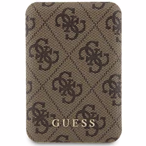 Guess Powerbank induktiivne 15W GUPB5FP4EMGW 5000mAh pruun/pruun 4G nahast metallist logo MagSafe