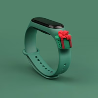 Rihm Xmas Xiaomi Mi Band 3 / 4 jõuludeks Silikoonist rihmaga käevõru koos kingitusega - tumeroheline