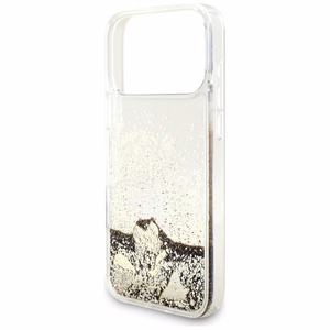 Guess Liq. Glitter 4 Charms Ümbris jaoks iPhone 17 Pro Max - Kuldne