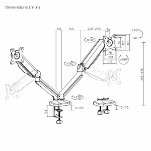 Dual 17”-32” Monitor Spring-Assisted Arm Mount, must