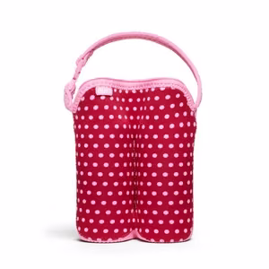BUILT Bottle Buddy isoleeriv neopreenist kott kahele pudelile, Baby Pink Mini Dots