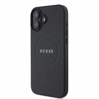 Guess Grained Kuldne Ring MagSafe ümbris jaoks iPhone 16 Plus - must