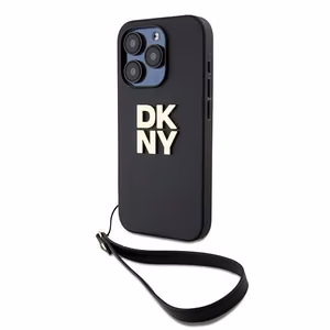 DKNY Wrist Strap Stock Logo ümbris jaoks iPhone 15 Pro - must