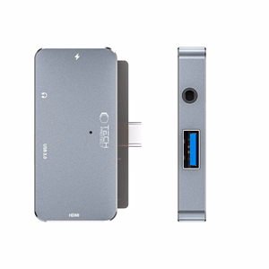 HUB Tech-Protect V6 4in1 USB-C - USB-A 3.0 / USB-C PD100W / HDMI / mini jack 3.5mm - hall