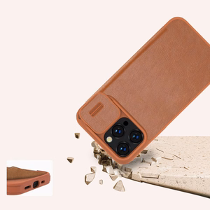 Kott Nillkin Qin Pro Nahast Apple iPhone 14 Pro Max pruun
