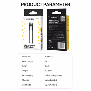 Wozinsky WNBCL1 Lightning / USB-C PD 30W kaabel 1 m - must