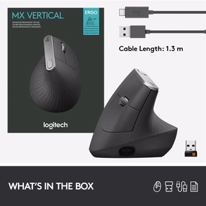 Logitech MX Vertical Advanced ergonoomiline hiir RF juhtmevaba+Bluetooth optiline 4000 DPI parema käe