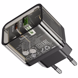 Зарядное устройство для телефона Hoco USB A + USB C QC3.0 PD 3A 20W N34 прозрачное