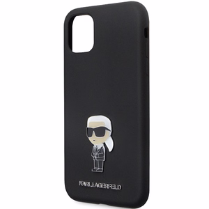 Karl Lagerfeld KLHCN61SMHKNPK ümbris jaoks iPhone 11 / Xr - must Silicone Ikonik Metal Pin