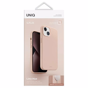 Uniq Lino Hue Magclick Charging ümbris jaoks iPhone 14 Plus - roosa
