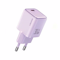 USAMS Võrgulaadija 1xUSB-C PD30W 3A (ainult pea) PD3.0 Fast Charging lilla X-ron Series CC186TC03 (US-CC186)