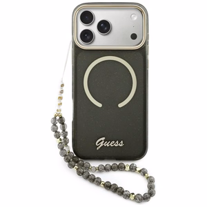 Guess IML Glitters Script Rihm MagSafe ümbris for iPhone 17 Pro Max - must