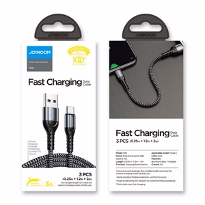 USB kaabel Joyroom N10 punane Lightning (komplekt 3 tk: 25cm / 120cm / 200cm)