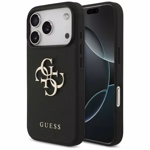 Guess Grained Big 4G & Classic Logo ümbris jaoks iPhone 17 Pro - must