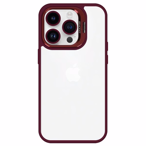 Tel Protect Kickstand Ümbris + camera glass (lens) jaoks Iphone 15 Pro burgundia