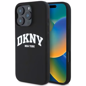 DKNY Silicone Valge Printed Logo MagSafe Ümbris jaoks iPhone 16 Pro Max - Must