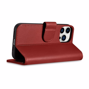 iCarer Rahakott ümbris 2in1 Cover iPhone 14 Pro Max nahast Flip Cover Anti-RFID punane (WMI14220728-RD)