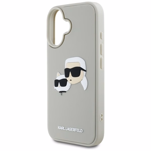 Karl Lagerfeld HC 3D Rubber Double Heads iPhone 16 Ümbris - Beige