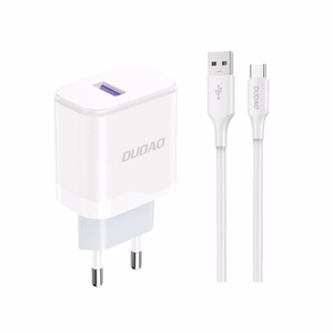 Dudao A20EU USB-A 18W wall Laadija - valge + USB-A - USB-C kaabel