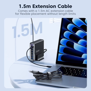 Tech-Protect DC240W-GAN 6 pordiga laua laadija PD 240W / QC3.0 must