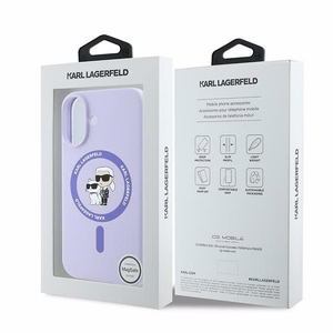 Karl Lagerfeld Silicone Karl&Choupette Ring MagSafe iPhone 16 Ümbris - lilla