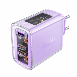 Acefast Laadija GaN 65W 3 ports (1xUSB, 2xUSB C) purple (A45)