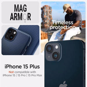 Spigen Mag Armor Ümbris with MagSafe jaoks iPhone 15 Plus - sinine