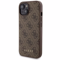 Guess 4G Metal Logo ümbris set jaoks iPhone 15 + 5000mAh MagSafe power bank - brown