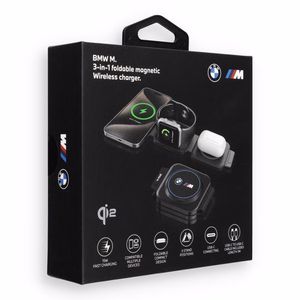 BMW M Qi2 kolm ühes juhtmevaba laadija, 15 W, trükitud logo, sinine