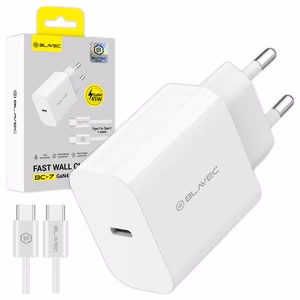Blavec Wall laadija BC-7 GaN4 - Type C - PD QC 45W 3A with Type C to Type C kaabel (TCBC7G4-CW453A+CC) valge