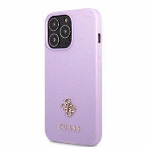 Guess GUHCP13LPS4MU iPhone 13 Pro / 13 6.1" фиолетовый/фиолетовый жёсткий чехол Saffiano 4G Small с металлическим логотипом