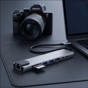 Tech-Protect HB09 USB jaotur 8in1 TYPE-C + USB-A 3.0 + USB-C 3.0 + HDMI 4K 60HZ + SD/TF + PD100W + RJ45 1000 MB/S - hall