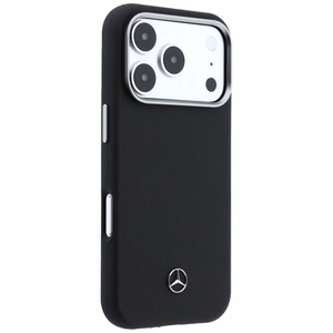 Mercedes кожаный MagSafe чехол iPhone 17 Pro Max с эффектом дерева - черный