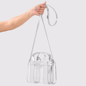 Case-Mate Micro Tote Bag vett hülgav õlakott, Silver Chrome / Clear