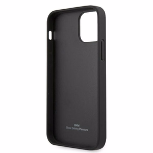 BMW nahast Deboss ümbris iPhone 12 mini jaoks - must