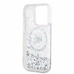 Чехол Karl Lagerfeld Liquid Glitter Karl Head MagSafe для iPhone 15 Pro Max - прозрачный