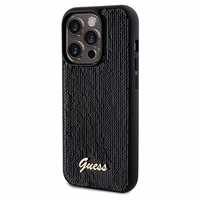 Guess Sequin Script Metal ümbris jaoks iPhone 14 Pro Max - must