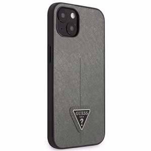 Guess GUHCP13SPSATLG iPhone 13 mini 5,4 "hõbedane / hõbedane hardcase SaffianoTriangle Logo