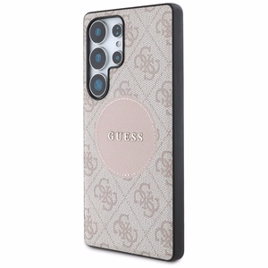 Guess 4G Round Patch Classic Logo MagSafe Ümbris jaoks Samsung Galaxy S25 Ultra roosa
