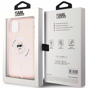 Чехол Karl Lagerfeld IML Choupette MagSafe для iPhone 11 / Xr - розовый