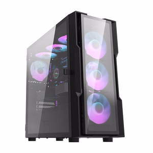 Darkflash DK431 Glass computer ümbris (must) + 4 RGB fans