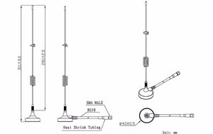 GSM-antenn, 824~960/1710~2170MHz, 5dBi, 30cm