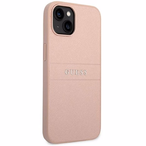 Guess GUHCP14MPSASBPI Saffiano with Metal Logo ümbris seadmele iPhone 14 Plus, roosa