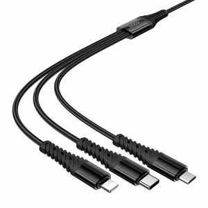 Kaabel 3in1 USB C / USB A to Lightning + USB C + Micro USB Hoco 1 m X123 must
