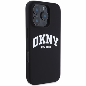 DKNY Silicone Valge Printed Logo MagSafe iPhone 16 Pro Ümbris - Must