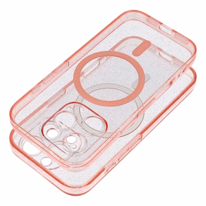 CLEAR MAG ÜMBRIS with camera protection compatible with MagSafe jaoks IPHONE 14 roosa glitter