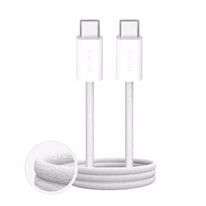 Puro Fabrik 4 240W braided USB-C - USB-C 1m kaabel - valge